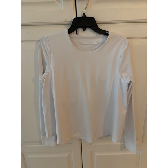 Susana Monaco Women's White Long Sleeve Top Stretch Knit Everyday Essential - Picture 1 of 5